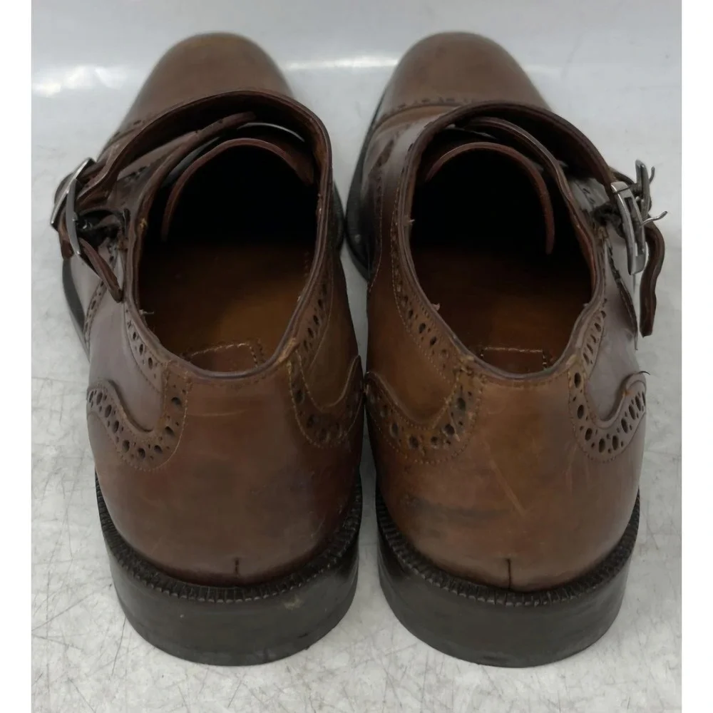 Franco Cuadra Mens 26 (9-9.5) Brown Leather Double Monk Strap Wingtip Dress Shoe